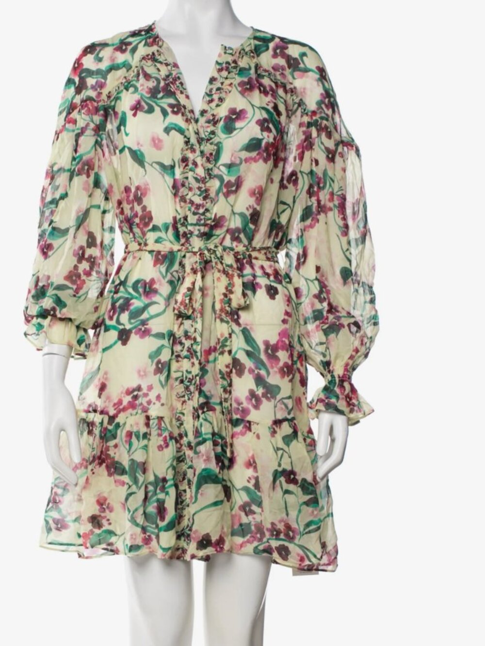 SALONI Franca B Floral Silk Ruffle Dress US 8